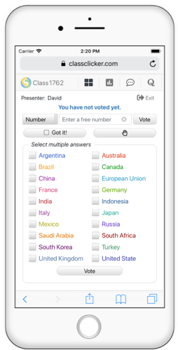 ClassClicker  custom button with multiple answers