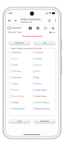 ClassClicker  custom button with multiple answers