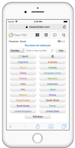 ClassClicker custom button with a single answer