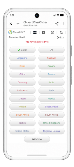 ClassClicker custom button with a single answer