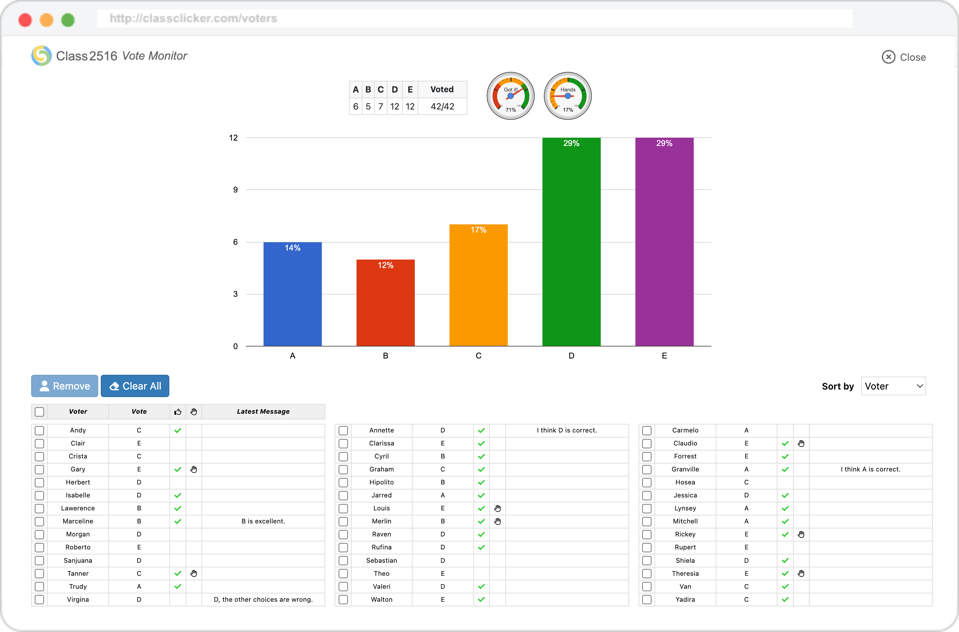 ClassClicker editable vote title