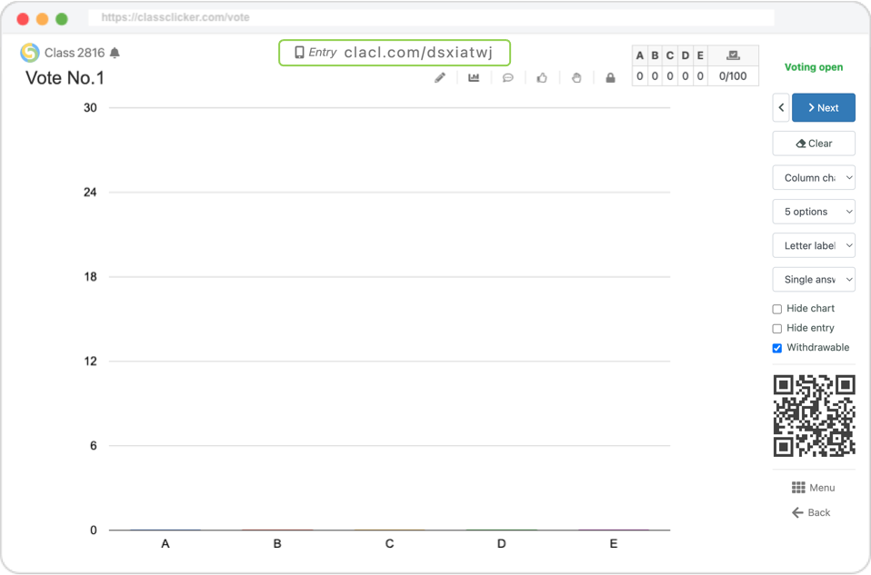 ClassClicker vote entry