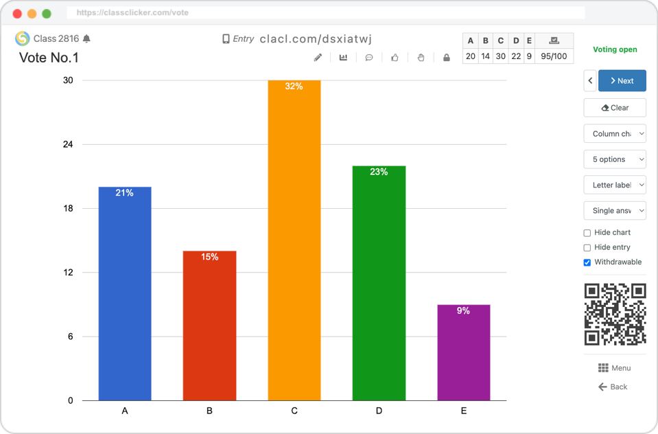 ClassClicker voting open